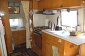 Nice Kitchen Cabinets and Sleeping Area in 1963 Airstream Flying Cloud Trailer